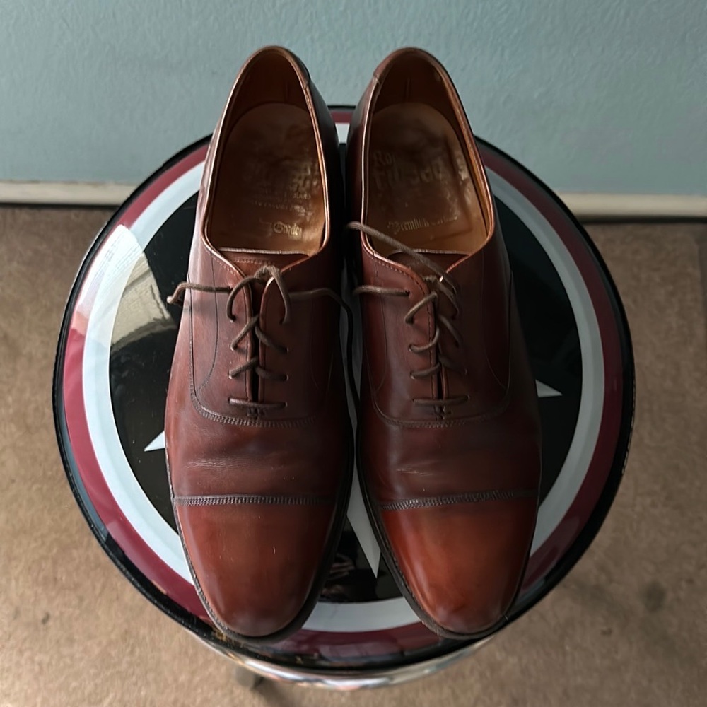 London Tweed Brown Leather Oxfords, high quality.